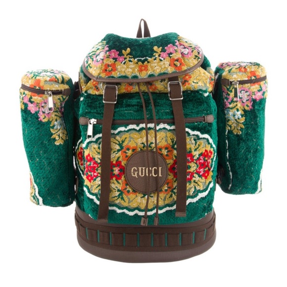 LARGE FLORAL VELVET JACQUARD BACKPACK GUCCI - Picture 2 of 8